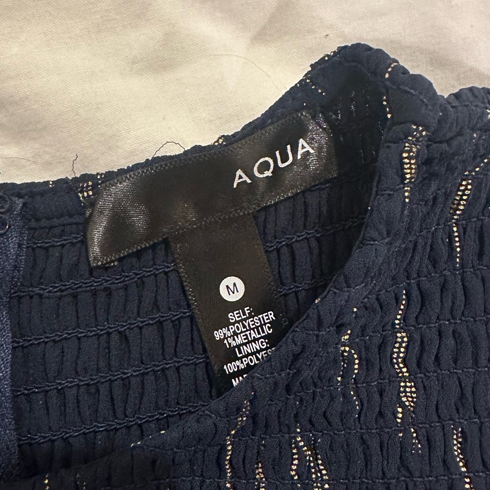Aqua Womens Printed Smocked Peplum Top size M - Picture 4 of 4